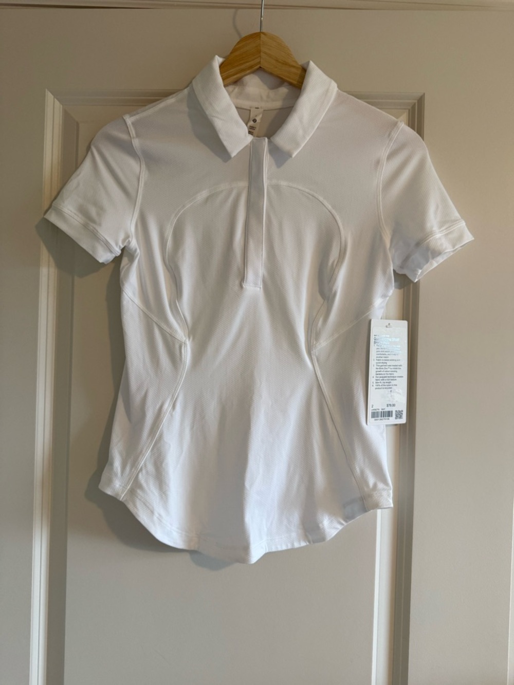 Lululemon Quick-Drying Short Sleeve Polo Shirt White Size 2 NWT